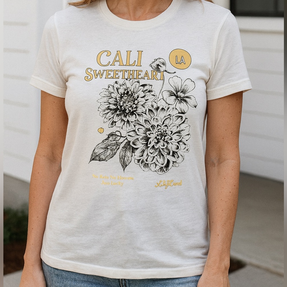 Lucky Brand “Cali Sweetheart” Graphic Tee – White, Size M, NWT
